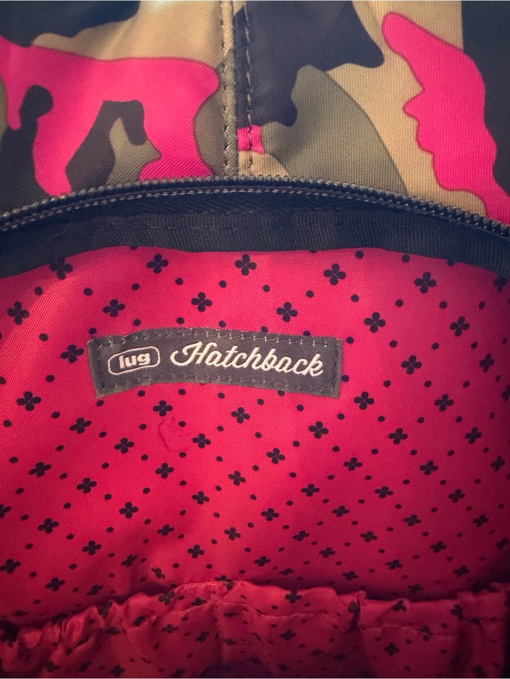 Lug Hatchback Backpack in a Camo Pink Pattern - Picture 9 of 11